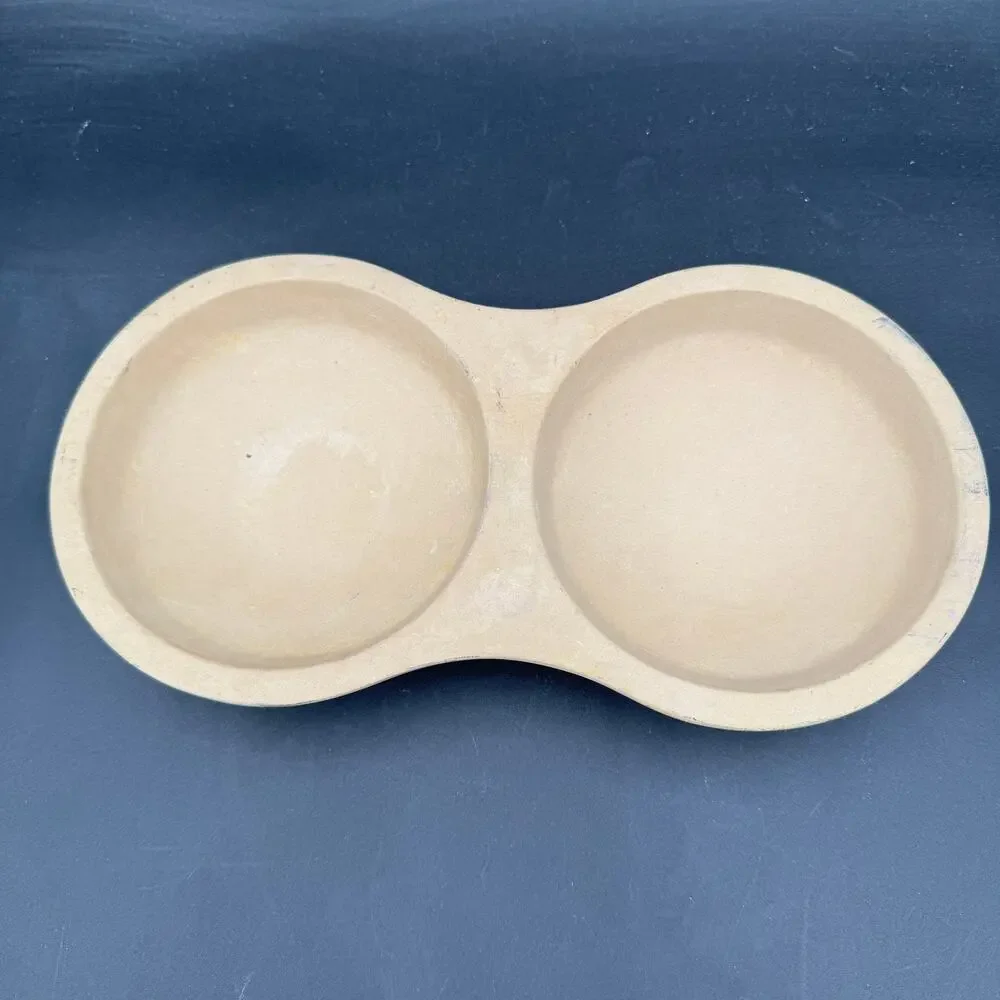 Pampered Chef Egg Cooker Cake Pan Stoneware Double Bowl Baker 5153